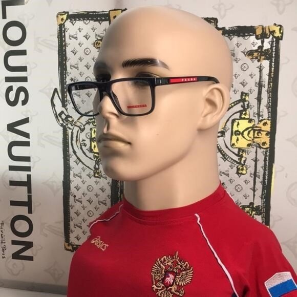 NEW AUTHENTIC Prada Linea Rossa VPS 02O Eyeglasses – Blue Crystal Full-Rim - Picture 1 of 14